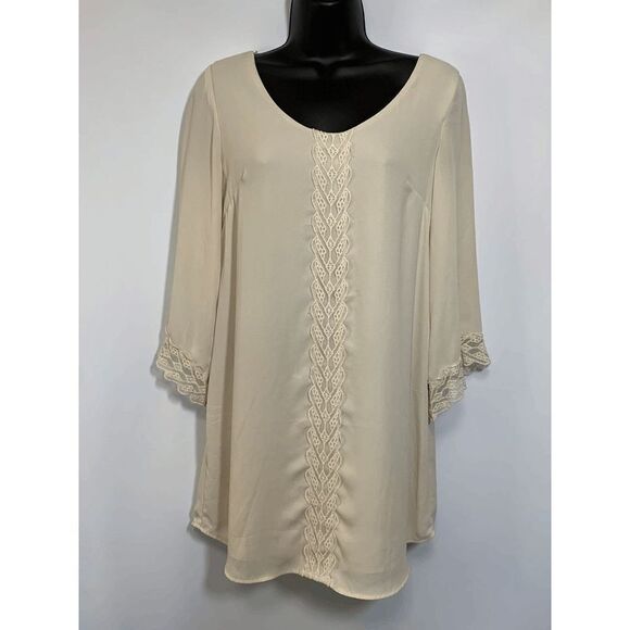 ASTR Womens Midi Dress Long Back Quarter Sleeve Cream Size XS - Picture 1 of 7